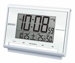 セイコークロック(Seiko Clock) 目覚まし時計 置き時計 電波 デジタル カレンダー 温度 湿度 白パール 85×120×48mm B