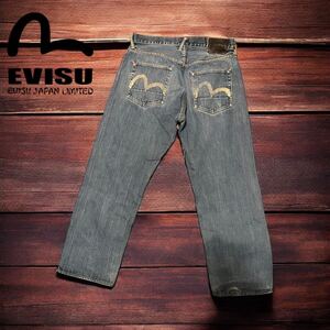 大きめ EVISU エヴィス レザーパッチ カモメ デニム