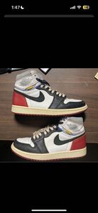 UNION × Nike Air Jordan 1 Retro High OG NRG Varsity Red/Wolf Grey 24.5cm US6.5 ユニオン　ナイキ　エアージョーダン1 レア