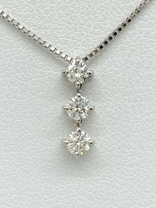 トリロジーPt900/Pt850天然ダイヤモンド　ネックレス　0.3ct 総重量 3.2g necklace