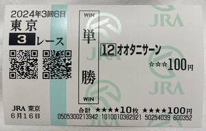 現地的中単勝馬券 オオタニサーンの初勝利