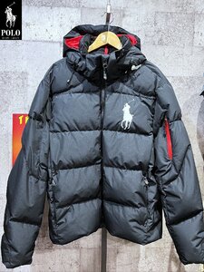 送料込 極美品 ポロラルフローレン 正規 ビッグポニー ダウンジャケット 黒 XL メンズ ブラック POLO RALPHLAUREN フード着脱