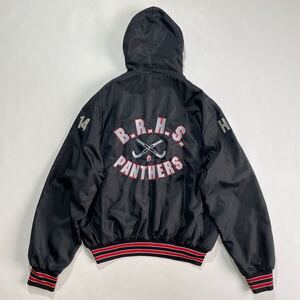 ビッグサイズ☆ブラック 90s USA製 Holloway ハーフジップ ナイロン アノラックパーカー XXL 黒 ビンテージ バックプリント プルオーバー