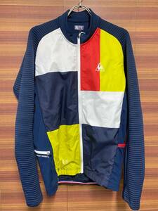 IK216 ルコックスポルティフ le coq sportif 長袖 サイクルジャケット 紺 黄 赤 L 裏起毛