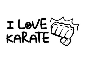 ★☆空手の好きな方に♪ i love karate 拳 カッティングステッカー (c_r)♪