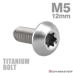 M5×12mm P0.8 64チタン合金 トラスヘッド トルクス穴付き ボタンボルト シルバーカラー 車/バイク/自転車 ドレスアップ 1個 JA463