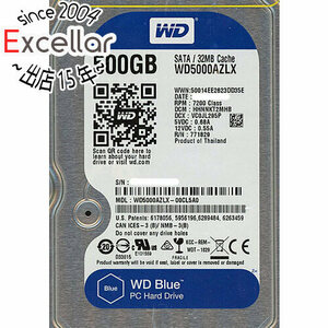 【中古】Western Digital製HDD WD5000AZLX 500GB SATA600 4000～5000時間以内 [管理:1050023481]
