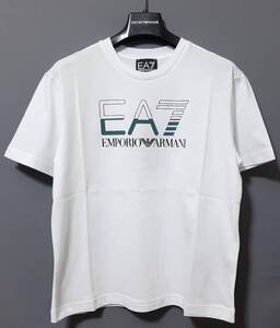 [新品] 8A(8歳) EA7 / ARMANI JUNIOR　ラバーロゴ入り【ジャージ半袖Tシャツ】◆2023年春夏モデル　男の子用 130cm　◆色：白