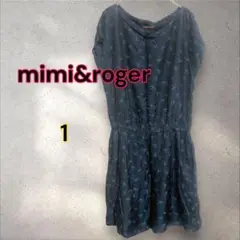 a0452 mimi&roger ワンピース　ブルー　M ツバメ柄　燕　つばめ