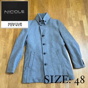 ＊美品【NICOLE CLUB】メンズ ウールコート スタンドカラー