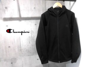 美品 Champion チャンピオン ボンディング ジップパーカー L/防風 撥水 スウェット フーディジャケット/黒 ブラック/メンズ/C3-SS115