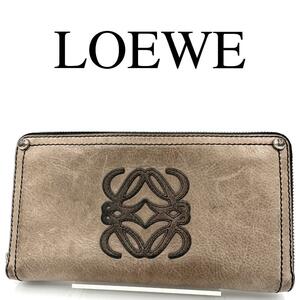 LOEWE ロエベ 長財布 アナグラム ラウンドファスナー ビッグロゴ レザー