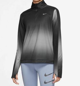 S 新品 NIKE ナイキ ウィメンズ ランニングトップ DF スウッシュ PRNT ハーフジップ L/S トップ ランシャツ 長袖 ミッドレイヤー