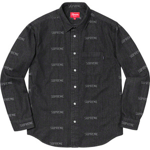 supreme logo denim shirt black L