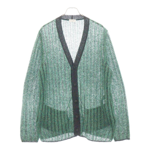 SAINT LAURENT PARIS サンローランパリ Mohair Knit Cardigan 645810 YAXF2 ストライプ モヘアニットカーディガン グリーン/ブラック