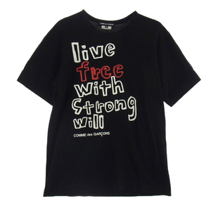 COMME des GARCONS コムデギャルソン 10SS PE-T065 live free with Strong will プリント 半袖 Tシャツ ブラック系 S【中古】