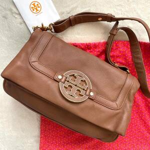 極美品 トリーバーチ TORY BURCH 3way ショルダーバッグ ボディ クラッチ セカンド ブラウン レザー デカロゴ アマンダ ビジネス 保存袋付