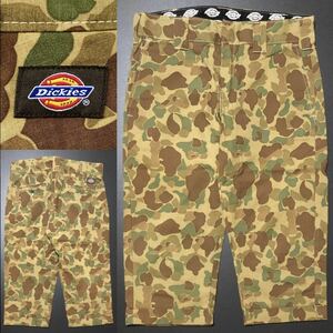 迷彩 7分丈★Dickies / カモフラ クロップドパンツ 30 ダックハンターカモ★ミリタリー アウトドア 七分丈 CAMO ボトムス ディッキーズ