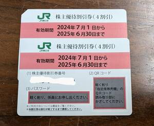 JR東日本株主優待券（４割引き）有効期限2025年6月30日まで 最新券　2枚