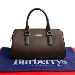 未使用保管品 袋付き BURBERRY バーバリー ロゴ 金具 ノバチェック レザー 本革 ハンドバッグ ミニ ボストンバッグ ブラウン 49642