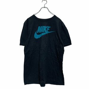 NIKE 半袖 ロゴTシャツ L ブラック ターコイズブルー ナイキ クルーネック ビッグロゴ 古着卸 アメリカ仕入 a603-6915