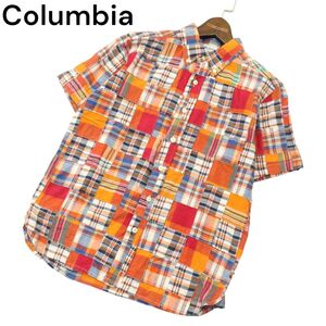 Columbia コロンビア PM7636 春夏 オッターロック★ 半袖 パッチワーク チェック シャツ Sz.S　メンズ アウトドア　A4T05503_5#A