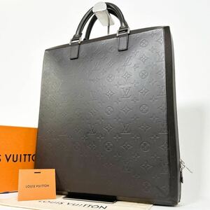 【美品/A4可】LOUIS VUITTON ルイヴィトン エルヴィン モノグラムグラセ ビジネスバッグ ハンド 書類鞄 メンズ ダークブラウン レザー 革