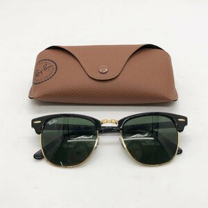 ◎L932 RayBan レイバン サングラス RB3016 CLUBMUSTER W0365 49□21 3N イタリア製 黒 ゴールド(ma)