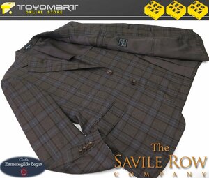 9021●Savile Row サビルロウ●新品 【エルメネジルド・ゼニア】 格子柄 シルク混 プレミアムスタンダードジャケット　ブラウン/AB6