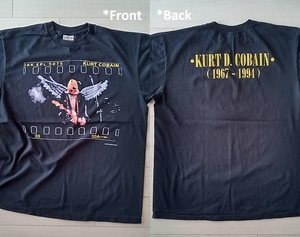 ［ XL ］「 KURT D.COBAIN カートコバーン NIRVANA ニルヴァーナ angel wings バンド ビンテージスタイル プリント Tシャツ (*BIO) 」新品