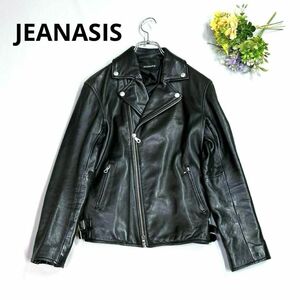 JEANASIS ダブルライダースジャケット　ラムレザー　レディース　ブラック