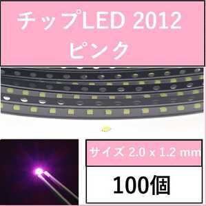 送料無料 2012 (インチ表記0805) チップLED 100個 ピンク E111