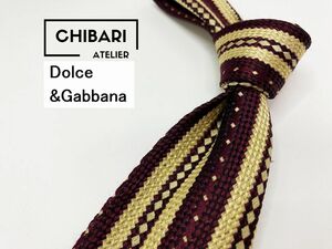 DOLCE&GABBANA　ドルチェ＆ガッバーナ　ストライプ柄 ネクタイ 3本以上 送料無料 メンズ ワインレッド系　1104006