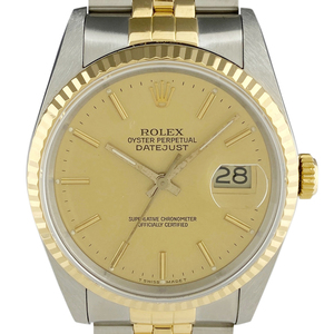 ロレックス ROLEX デイトジャスト 16233 腕時計 SS YG 自動巻き シャンパンゴールド メンズ 【中古】