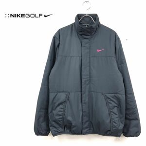 1N1624-J◆NIKE GOLF ナイキゴルフ 中綿ジャケット◆サイズM ブラック 秋冬アウター 暖かい ゴルフウェア スポーツウェア メンズ