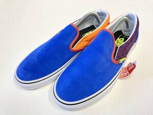 レア!! VANS SLIPON 水色系xオレンジ系ｘ紫 スエード キャンバス US9.5 (27.5cm) アメリカ企画限定!! スリッポン バンズ 