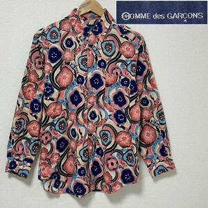 80s 90s 青山 COMME des GARCONS サイケ 花柄 総柄 長袖 シャツ Mサイズ コムデギャルソン ブラウス フラワー VINTAGE archive 4050369