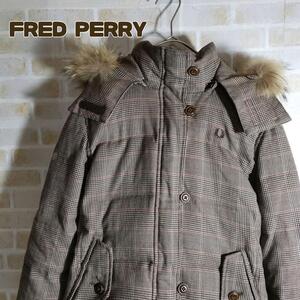 フレッドペリー FRED PERRY ダウンジャケット チェック ファー