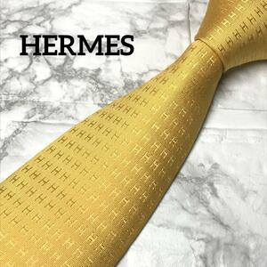 至高の逸品　HERMES エルメス ネクタイ　H柄　イエロー　ファソネ