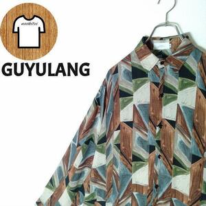 【GUYULANG 薄手シャツ 2XL 総柄 アート 絵画 ビッグサイズA373