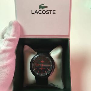 LACOSTE 稼働品 LC.61.1.29.2349 クォーツ　腕時計　黒　赤　ラコステ　良品　箱付き　ラバーベルト