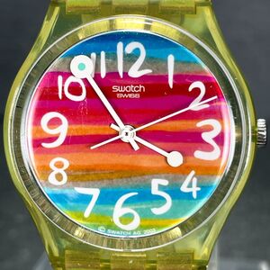 美品 SWATCH スウォッチ COLOR THE SKY GS124 腕時計 アナログ クオーツ 3針 スケルトン ラバーバンド 新品電池交換済み 動作確認済み