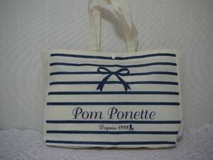 ★新品・非売品★ポンポネット★トートバック　エコバック　ロゴ　リボン★白★pom ponette