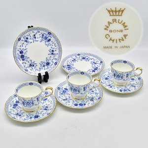 NARUMI BONE CHINA ナルミ ボーン チャイナ テーマ ミラノ コーヒーカップ&ソーサー 3客 デザートプレート ２皿