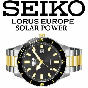 逆輸入セイコーLORUS 新品1円 電池交換不要ソーラーパワー 100m防水 ゴールド＆シルバー 腕時計 欧州機種 メンズ 激レア日本未発売