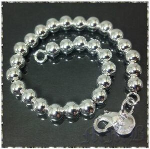 [BRACELET] 925 Sterling Silver Plated Ball Chain シルバー 球体 ボール チェーン ブレスレット φ6x200mm (8g)