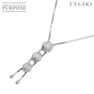 タサキ TASAKI ダイヤ 0.38ct トリロジー ネックレス 51cm K18 WG ホワイトゴールド 750 田崎真珠 Necklace 90251296