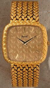 正規品ピアジェ腕時計PIAGET PiagetTexturedGOLDStickDialIntegratedWeave18KYG製フルケースフルブレスレット金無垢極美品