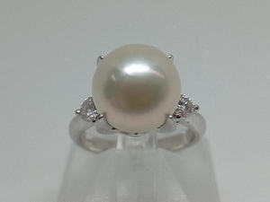 【pt900】7号 真珠 ダイヤ 5.7g 中古 プラチナ 貴金属 指輪