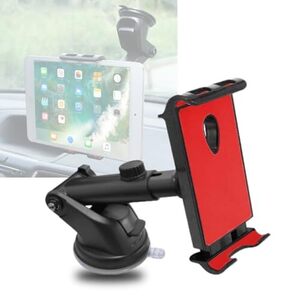 タブレット車載ホルダー 強力吸盤式 ダッシュボード/フロントガラス対応 iPad/iPhone/Switch対応 (レッド)